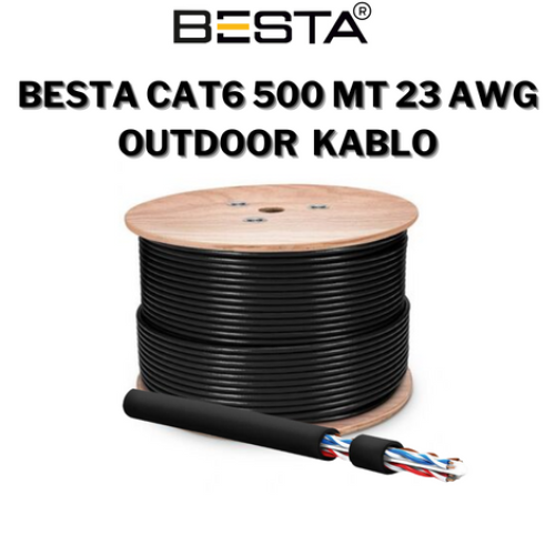 BESTA CAT6 500 Metre 23AWG Outdoor Siyah IP Kamera Kablosu